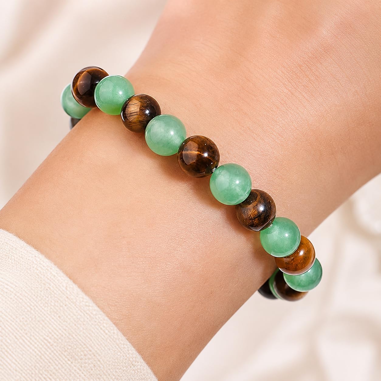 Money Bracelets Necklace Jewelry Set for Women Men Jade Crystal Tiger Eye Obsidian Beaded Necklace Feng Shui Good Luck Money Bracelet Wealth Attraction Accessories Outfits Protection Jewelry Gifts